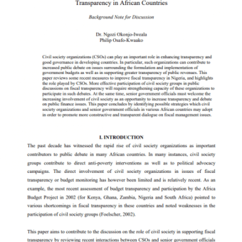 The Role of Civil Society Organizations in Supporting Fiscal Transparency in African Countries